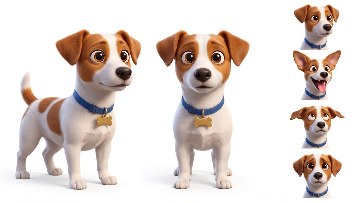 Character sheet showing a puppy from several angles